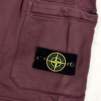 Stone Island burgundy red cotton fleece badge cargo shorts XXL