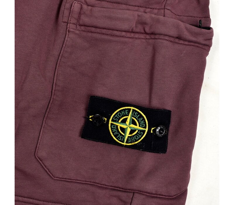 Stone Island burgundy red cotton fleece badge cargo shorts XXL