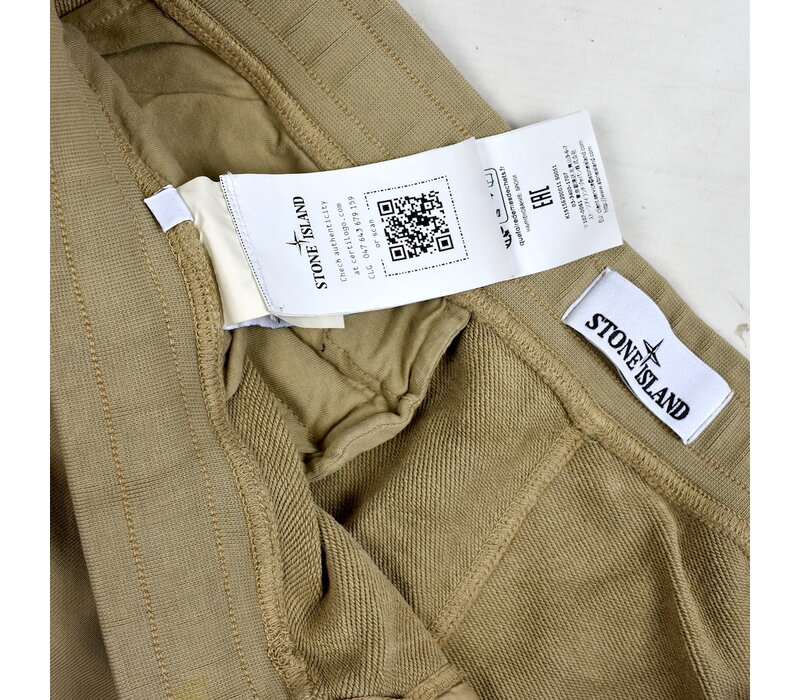 Stone Island light brown cotton fleece badge cargo pants XXL