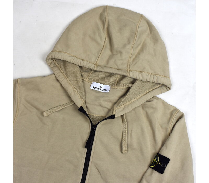 Stone Island light brown cotton fleece full zip hooded sweatshirt XXXL