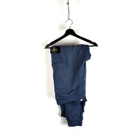 Stone Island blue cotton fleece badge cargo pants XXL
