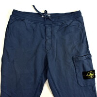 Stone Island blue cotton fleece badge cargo pants XXL