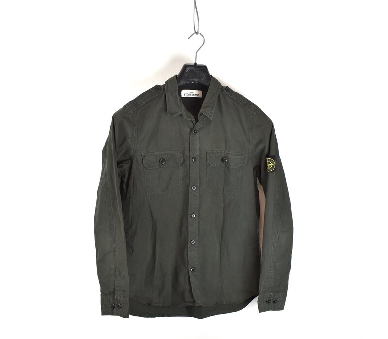 Stone Island forrest green cotton badge long sleeve shirt L