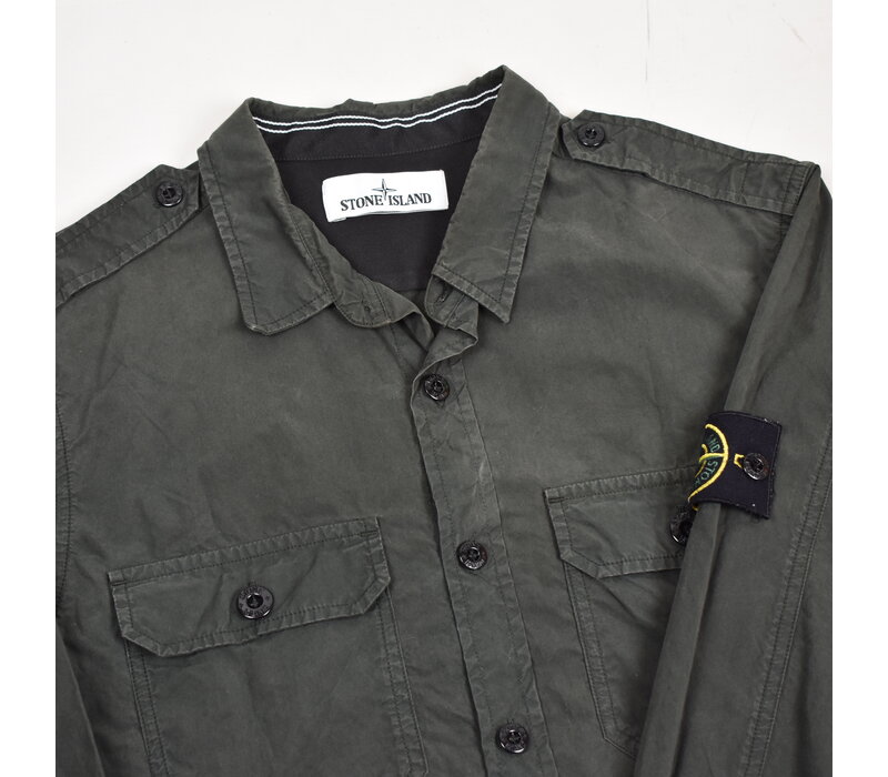 Stone Island forrest green cotton badge long sleeve shirt L