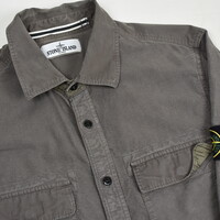 Stone Island army green cotton badge long sleeve shirt L