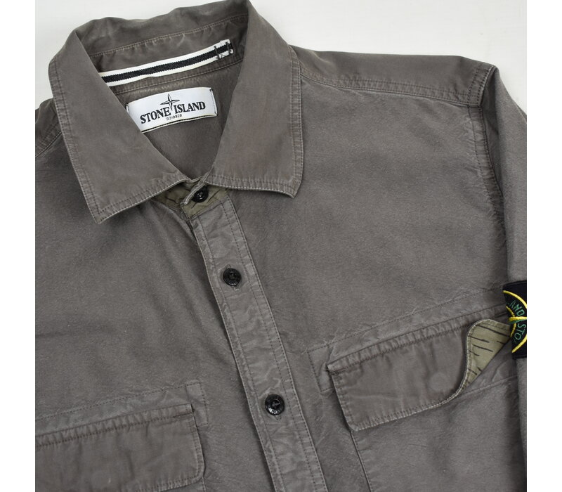 Stone Island army green cotton badge long sleeve shirt L
