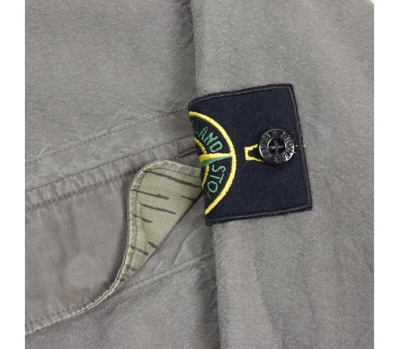 Stone Island army green cotton badge long sleeve shirt L