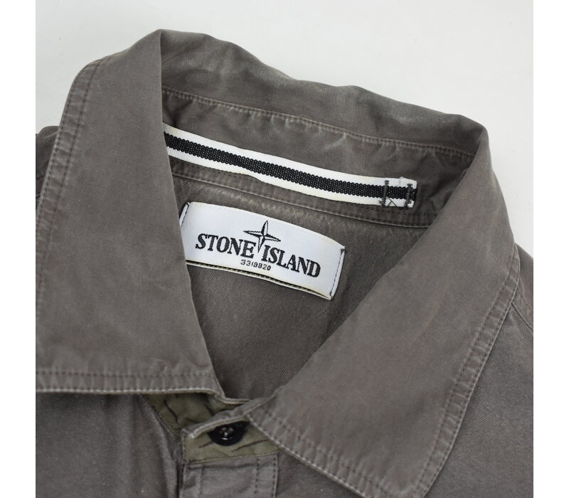 Stone Island army green cotton badge long sleeve shirt L