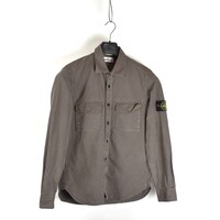 Stone Island army green cotton badge long sleeve shirt L