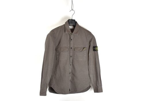 Stone Island Stone Island army green cotton badge long sleeve shirt L