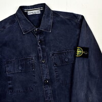 Stone Island navy tinto old cotton long sleeve shirt L