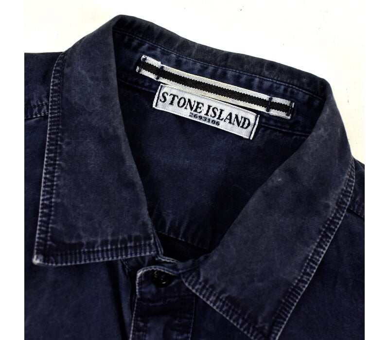 Stone Island navy tinto old cotton long sleeve shirt L