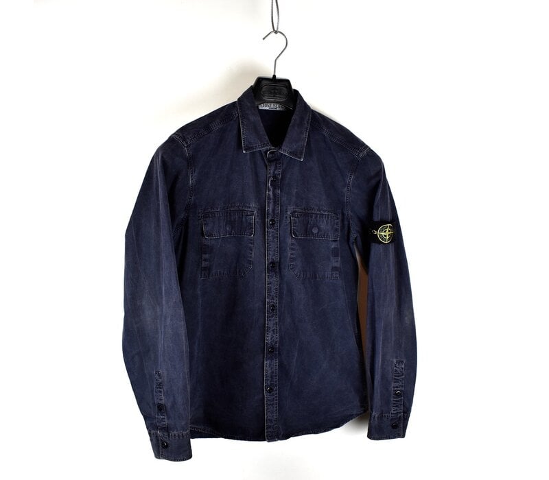 Stone Island navy tinto old cotton long sleeve shirt L