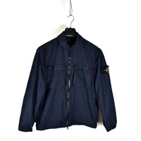 Stone Island navy garment dyed cotton mutli pocket utility overshirt jacket M
