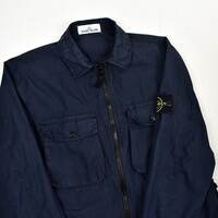 Stone Island navy garment dyed cotton mutli pocket utility overshirt jacket M