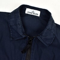 Stone Island navy garment dyed cotton mutli pocket utility overshirt jacket M