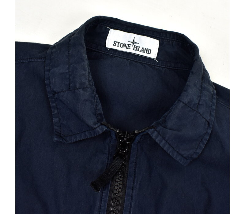 Stone Island navy garment dyed cotton mutli pocket utility overshirt jacket M