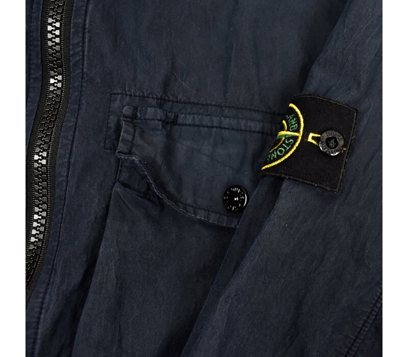 Stone Island navy garment dyed cotton mutli pocket utility overshirt jacket M