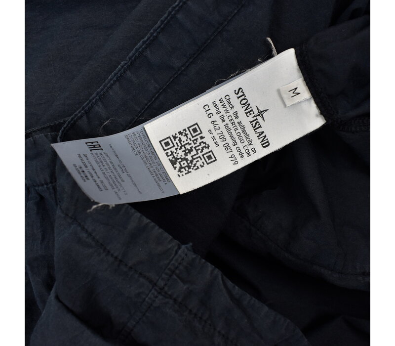 Stone Island navy garment dyed cotton mutli pocket utility overshirt jacket M