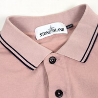 Stone Island pink cotton pique tipped short sleeve patch program polo shirt L