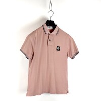 Stone Island pink cotton pique tipped short sleeve patch program polo shirt L