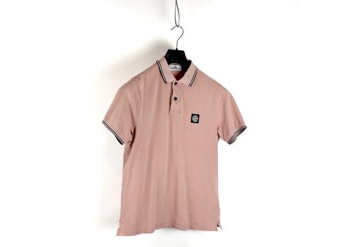 Stone Island Stone Island pink cotton pique tipped short sleeve patch program polo shirt L