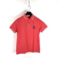 Stone Island hot pink cotton pique tipped short sleeve patch program polo shirt L