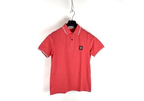 Stone Island Stone Island hot pink cotton pique tipped short sleeve patch program polo shirt L