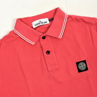 Stone Island hot pink cotton pique tipped short sleeve patch program polo shirt L
