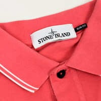 Stone Island hot pink cotton pique tipped short sleeve patch program polo shirt L