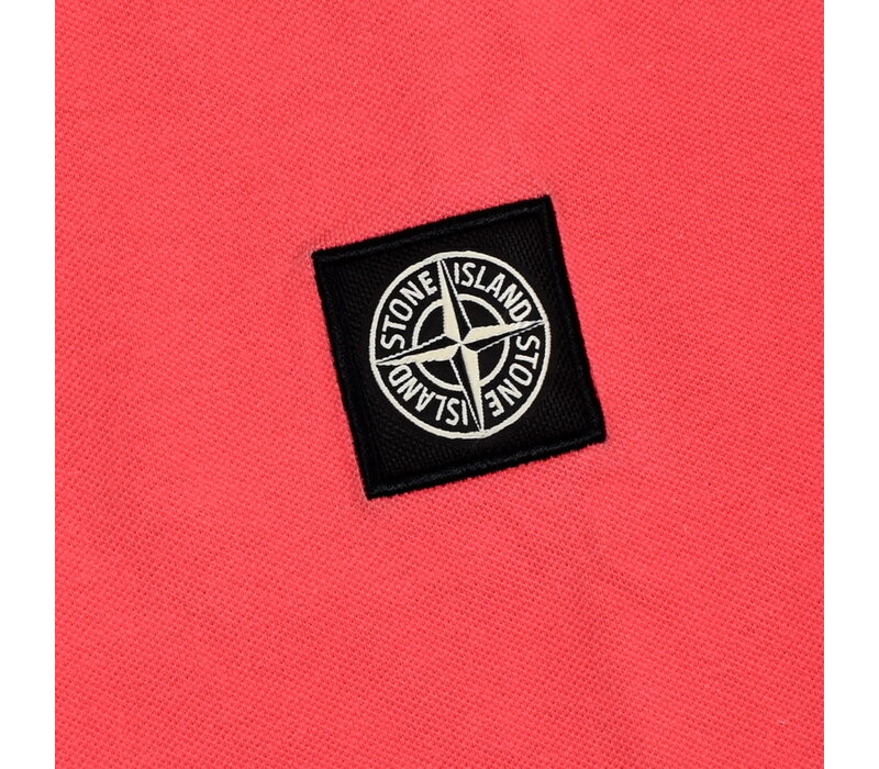 Stone Island hot pink cotton pique tipped short sleeve patch program polo shirt L
