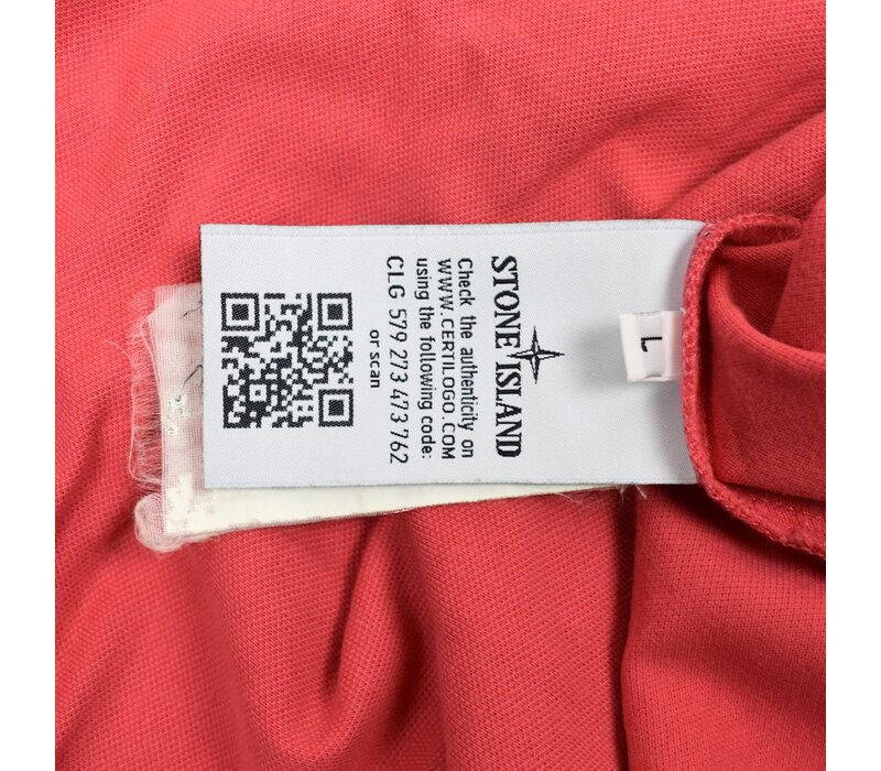 Stone Island hot pink cotton pique tipped short sleeve patch program polo shirt L