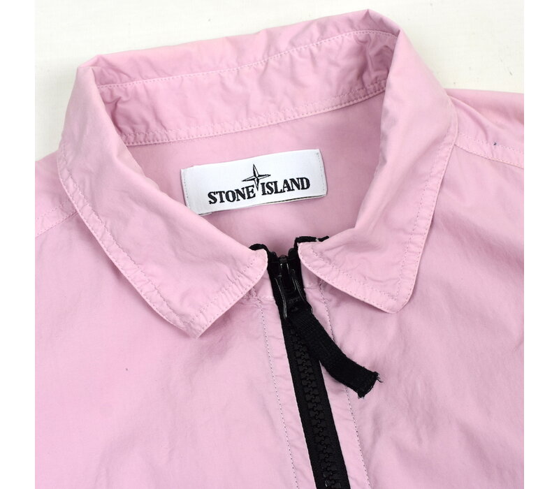 Stone Island pink cotton quarter zip short sleeve shirt L
