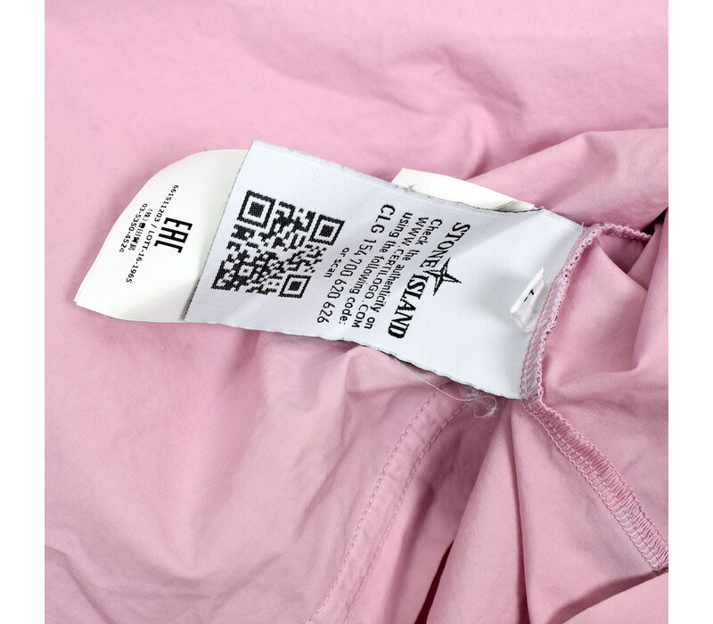 Stone Island pink cotton quarter zip short sleeve shirt L