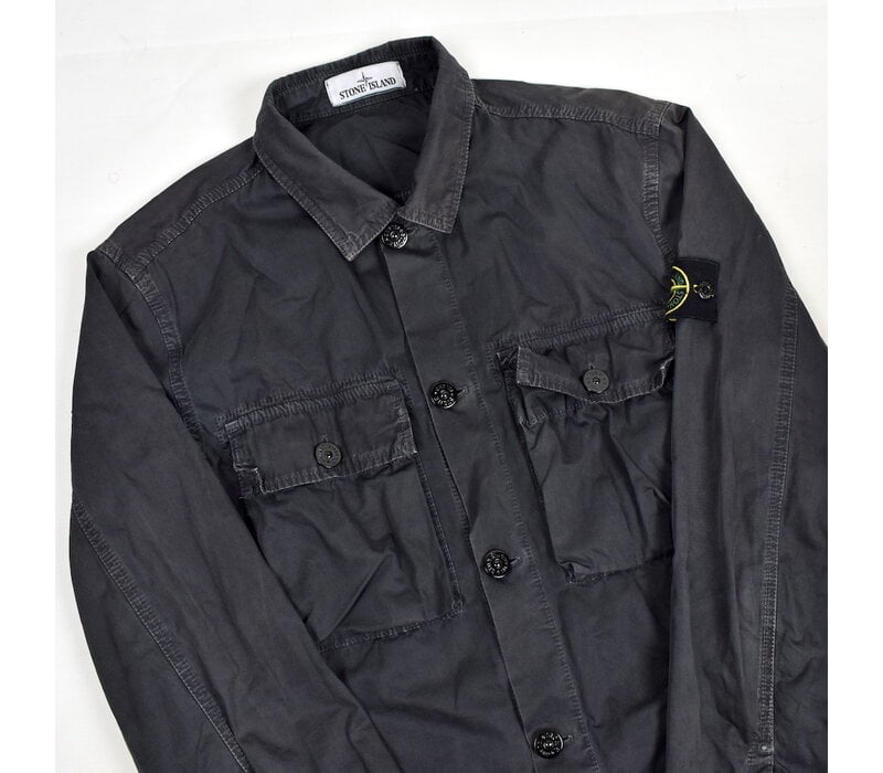 Stone Island grey garment dyed tinto old cotton multi pocket utility overshirt jacket L