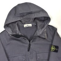 Stone Island grey knit cotton hooded overshirt jacket L