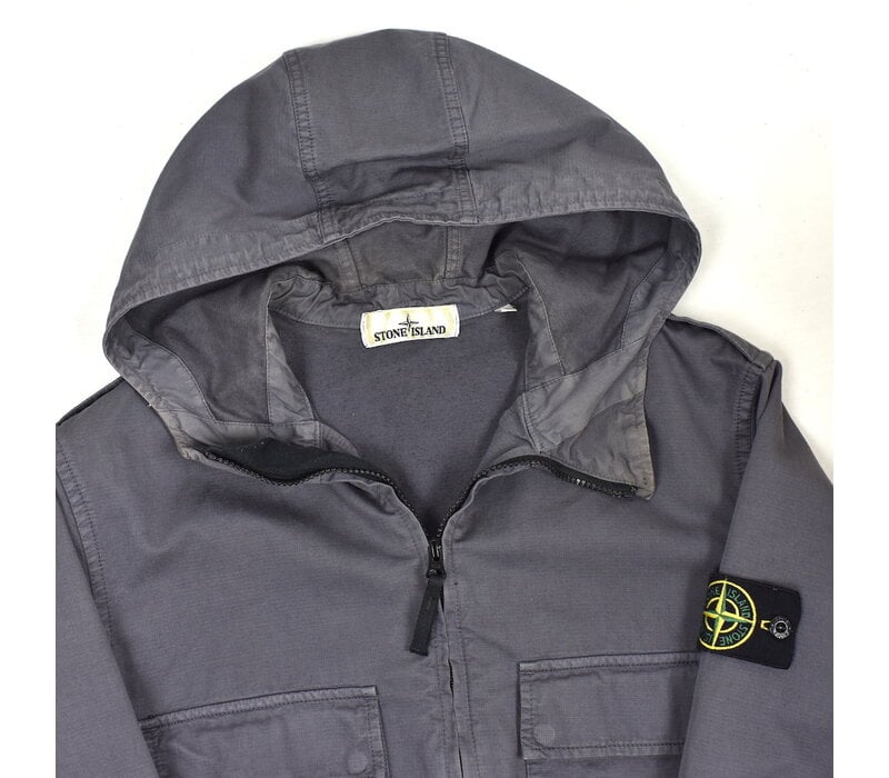 Stone Island grey knit cotton hooded overshirt jacket L