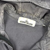 Stone Island grey knit cotton hooded overshirt jacket L