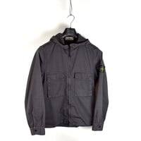 Stone Island grey knit cotton hooded overshirt jacket L
