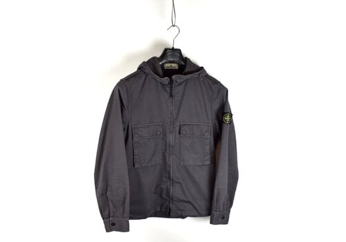 Stone Island Stone Island grey knit cotton hooded overshirt jacket L
