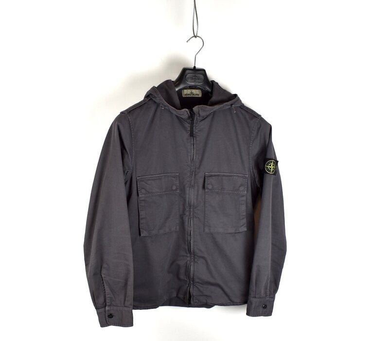 Stone Island grey knit cotton hooded overshirt jacket L