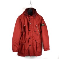 Stone Island red david-tc quilted lined hooded multi pocket parka XL