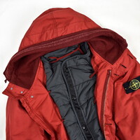 Stone Island red david-tc quilted lined hooded multi pocket parka XL