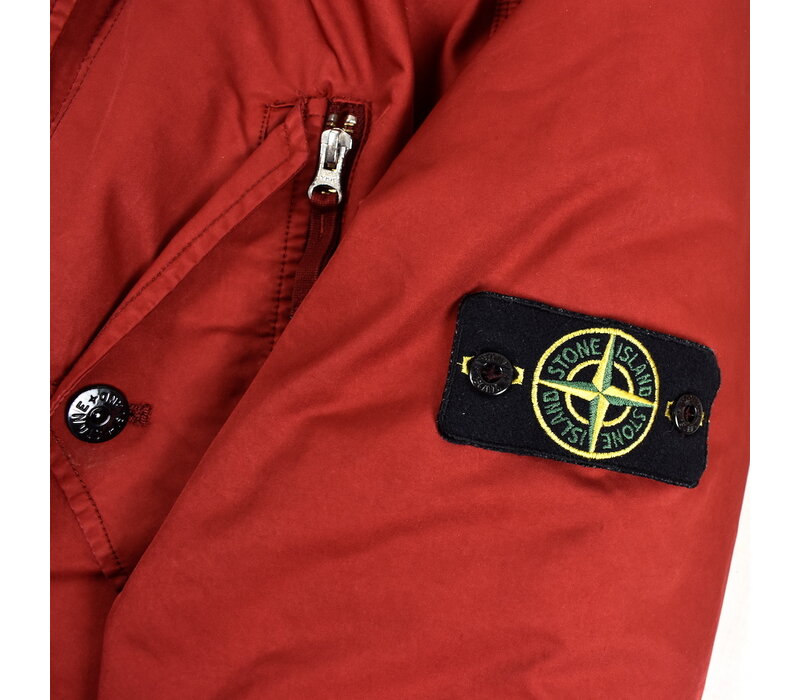 Stone Island red david-tc quilted lined hooded multi pocket parka XL