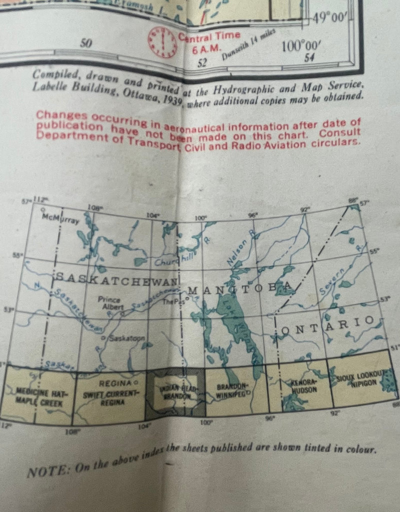 Canadese WO2 air navigation map Saskatchewan