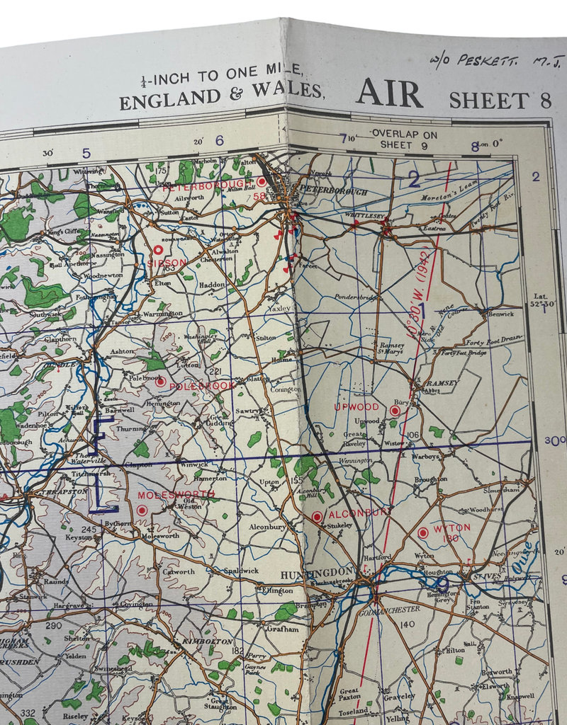 Engelse WO2 air navigation map midlands