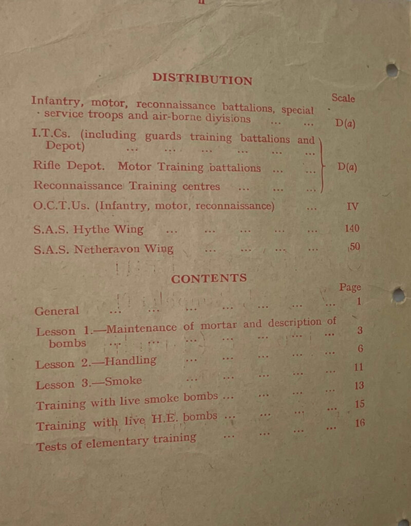 Engelse WO2 Mortar Small Arms Training boekje