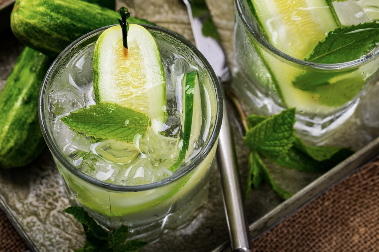 Gin-Tonic met komkommer en munt