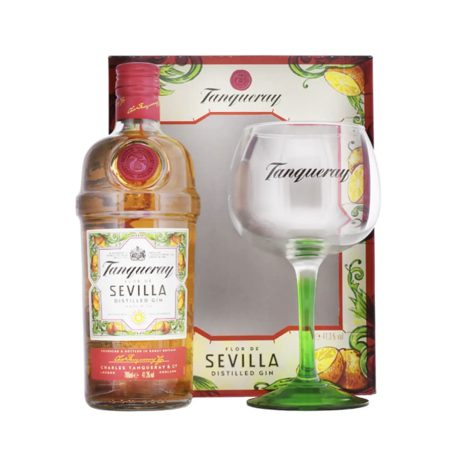 Tanqueray Flor de Sevilla 70CL Giftpack met glas