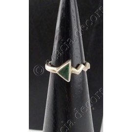 Bague argent avec triangle en malachite